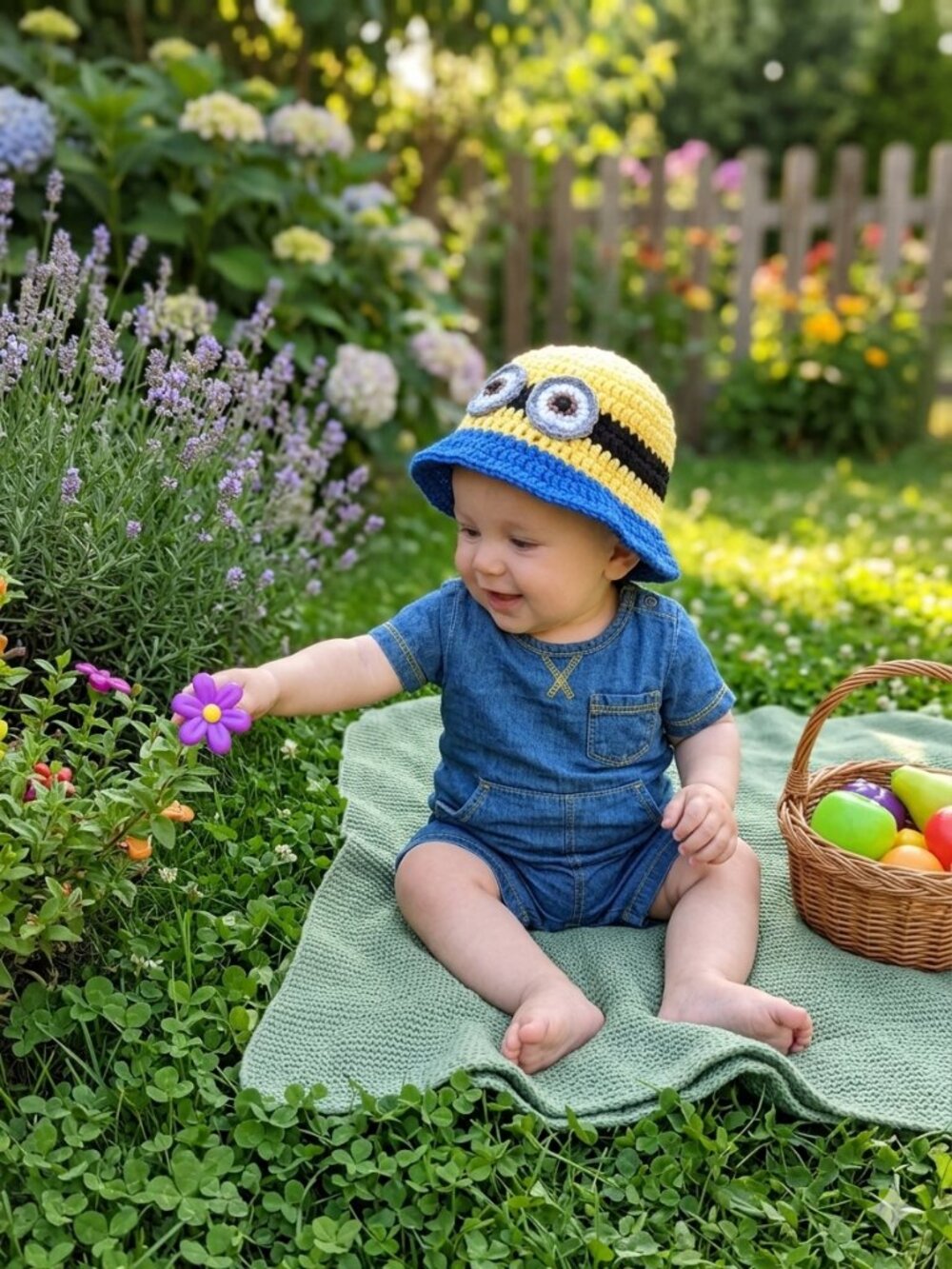 Crochet Minion Baby Bucket Hat, 6-12 Months New